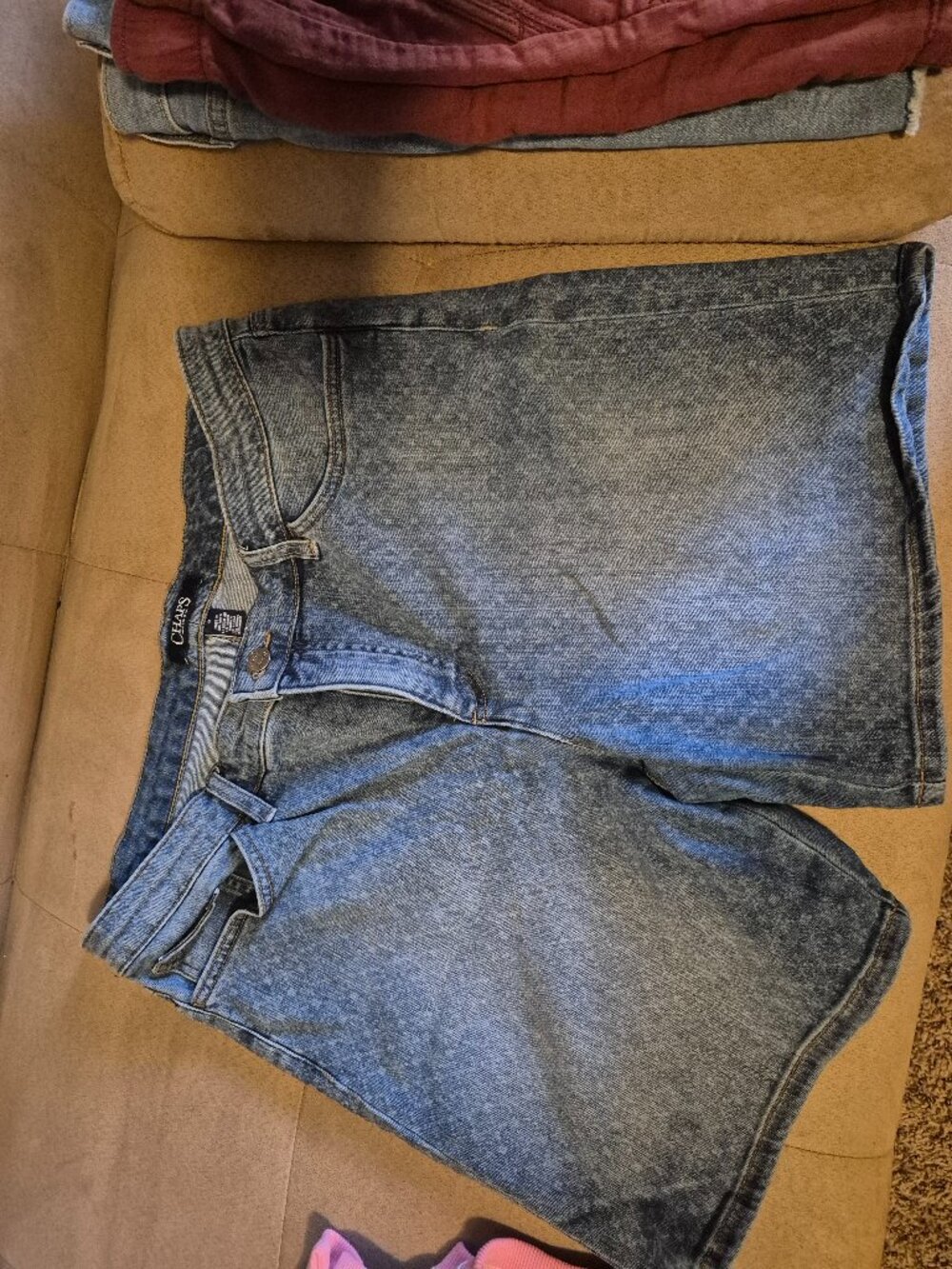 Chaps Denim Star Print Mid Rise Jean Shorts Size 12 Medium Wash Americana